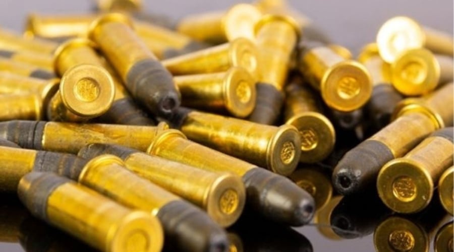 Heap Of Yellow Brass Gun Bullets Closeup Stock Photo, Picture and