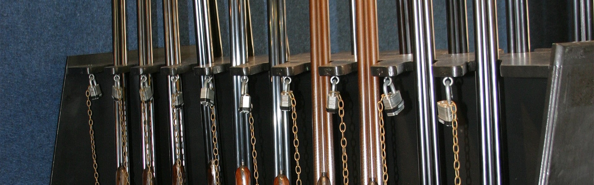 A rack of secure shotguns