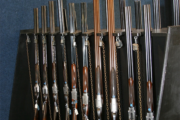 A rack of secure shotguns