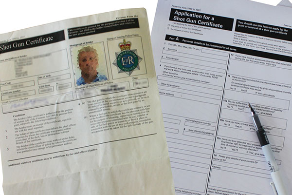 Shotgun certificate and application form