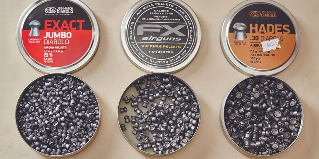A selection of air rifle pellets