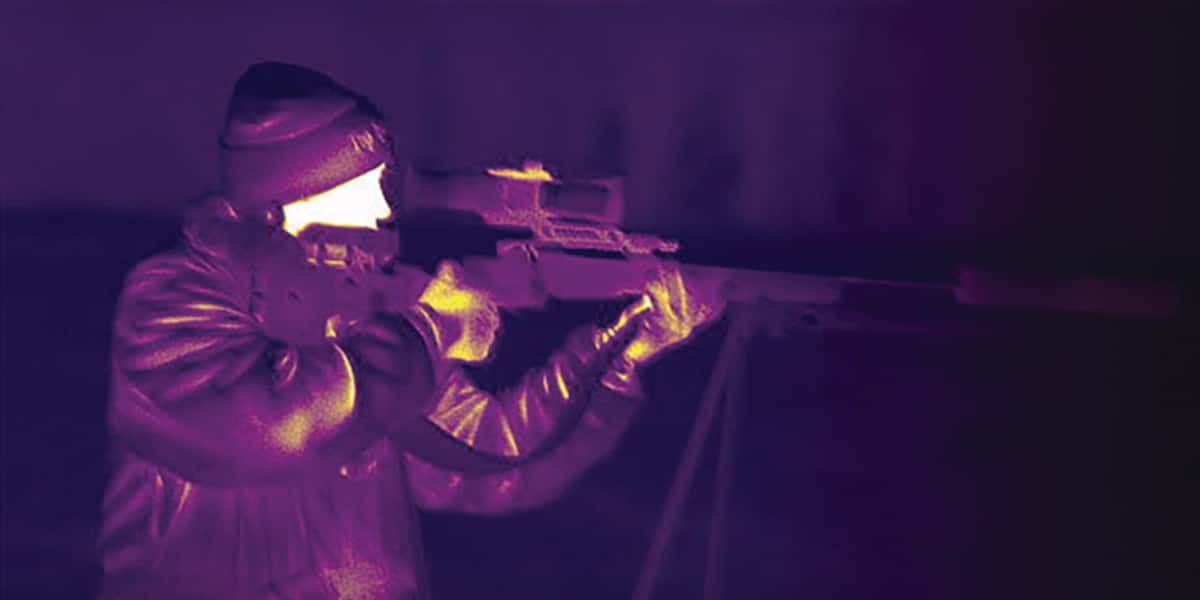 Thermal image of rifle