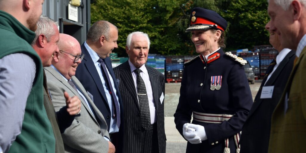 Willo Game receiving award from Lord Lieutenant of Shropshire, Anna Turner