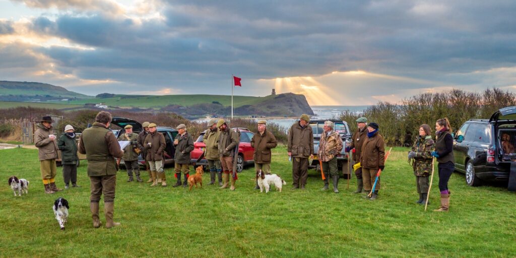 Morning briefing on a pheasant shooting day