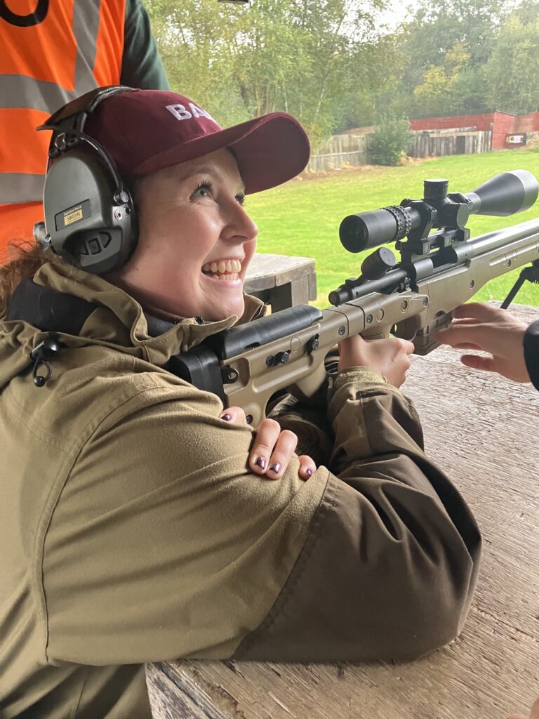 women in shooting at Bisley with rifle