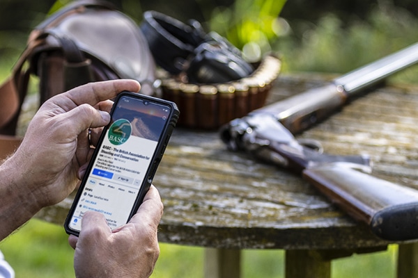Looking at BASC social media on phone