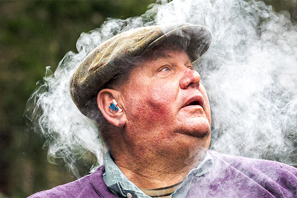 Man wearing CENS digital hearing protection