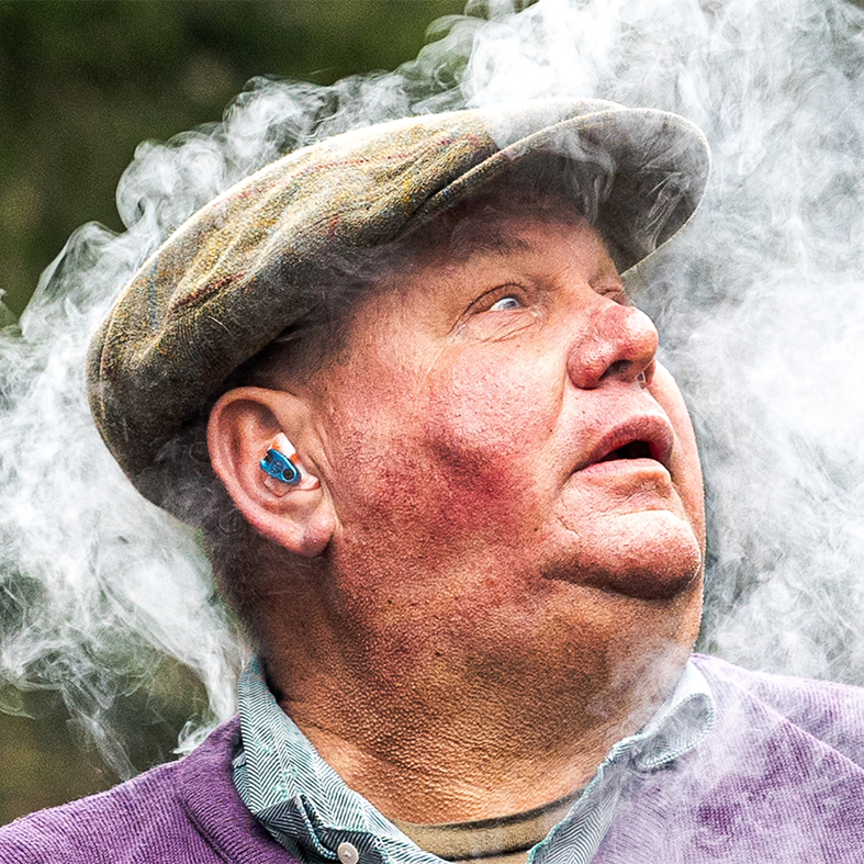 Man wearing CENS digital hearing protection