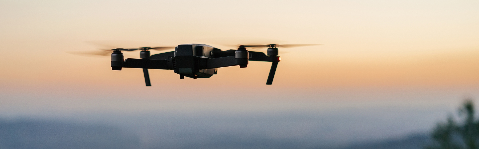 Drone flying over moorland