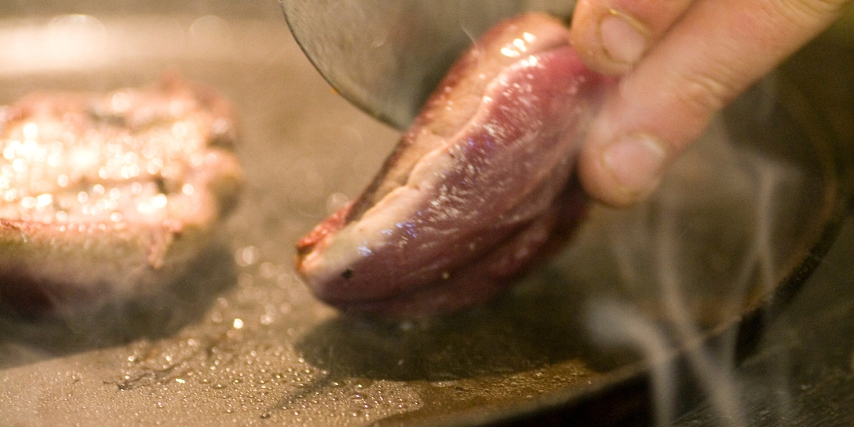 Woodpigeon breast frying