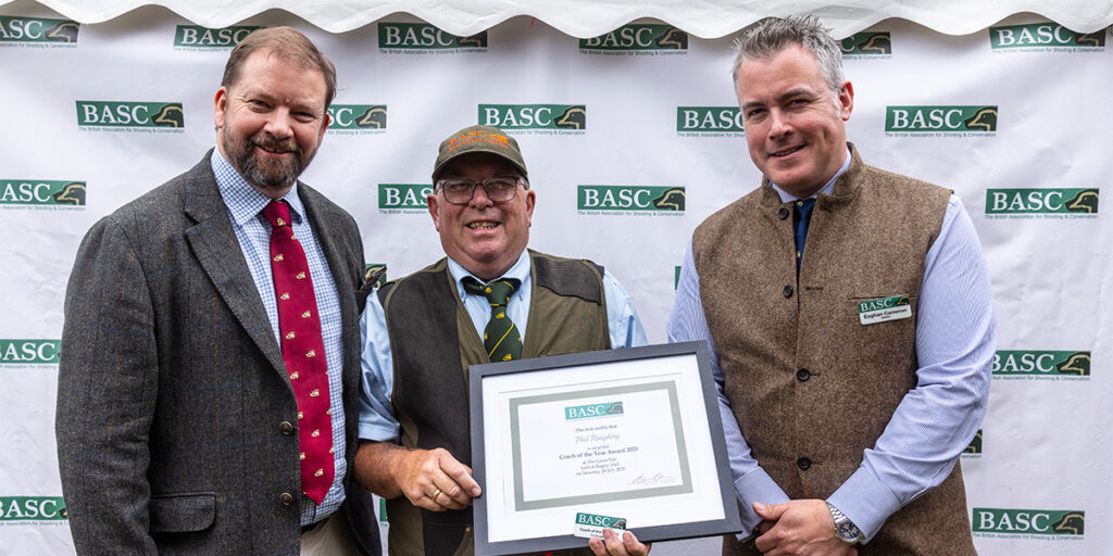 Phil Roughley receiving his award for shotgun coach of the year