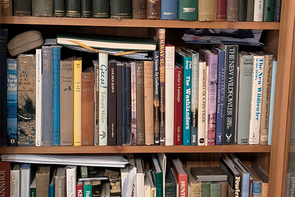 Bookcase of wildfowling books