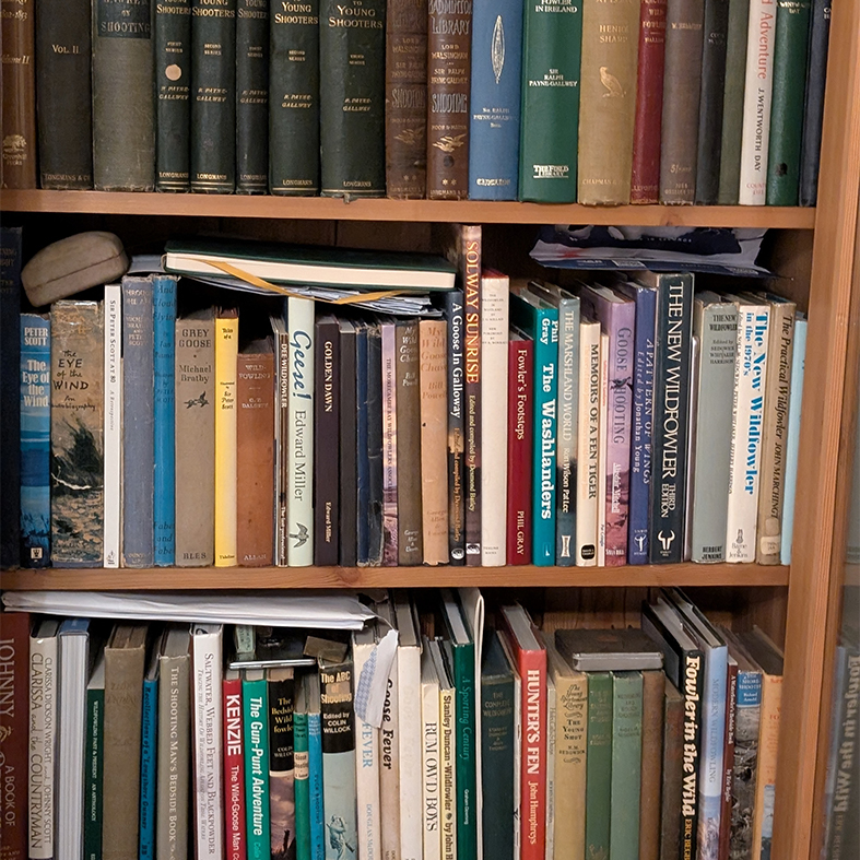 Bookcase of wildfowling books