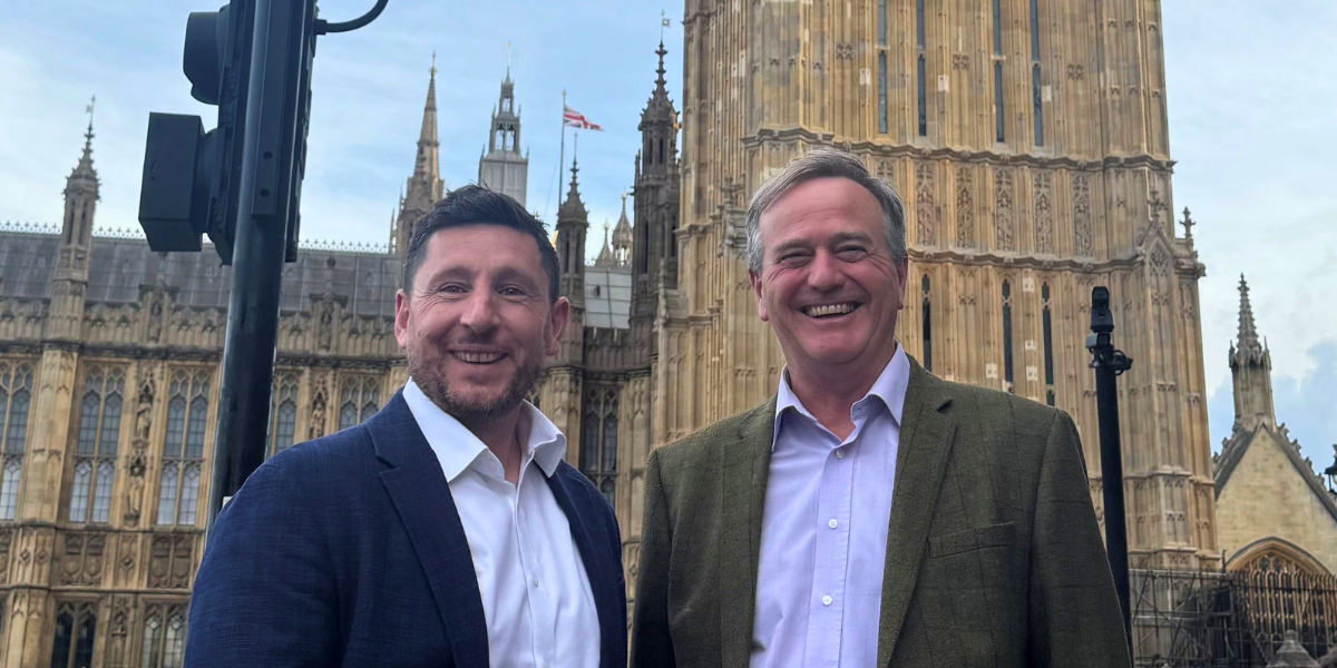 James Green and Martin Edwards in front of parliament
